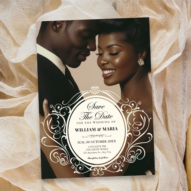 Invitación Foto antigua boda ornamentada  (Subido por el creador)