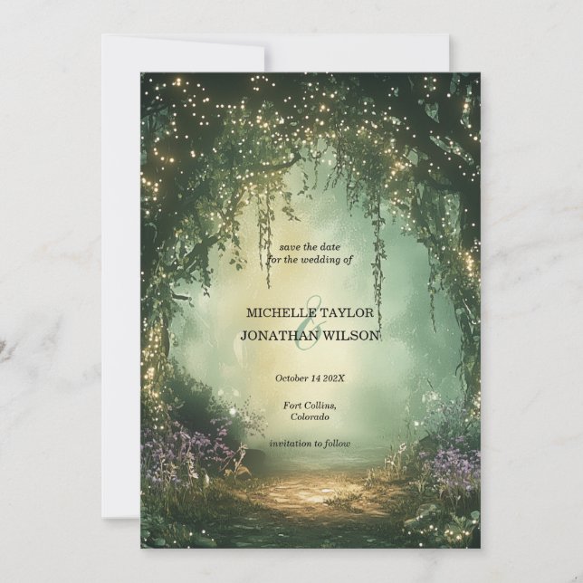 Invitación Foto antigua Bosque Encantado  Guardar la Fecha (Anverso)