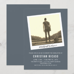 Invitación Foto antigua de graduación contemporánea con tema