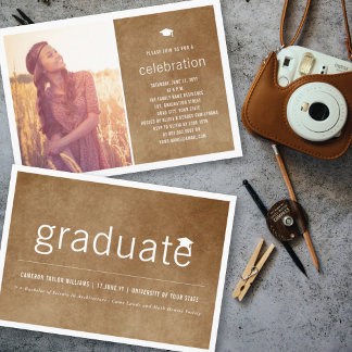 Invitación Foto antigua de graduación de papel vintage Fiesta