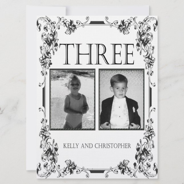 Invitación Foto antigua en blanco y negro Mesa número 3 (Reverso)