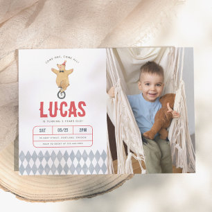 Invitación Foto Antiguo de Oso de Circo Cumpleaños de Niño Fi