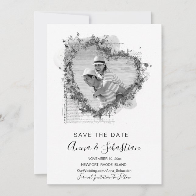 Invitación *~* FOTO AR6 BODA Corazón SAVE FECHA QR (Anverso)