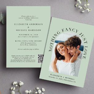 Invitación Foto Arch Código QR Nada Fancy Just Love Boda
