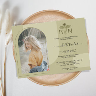 Invitación Foto Arch RN Enfermera de Medicina Caduceus Gradua