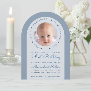 Invitación Foto Arco Azul Cumpleaños de Nuestra Pequeña Dulzu