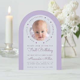 Invitación Foto Arco de Lavender Nuestro Pequeño Cumpleaños