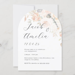 Invitación Foto Arco Floral Naranja Quemado Fiesta de Comprom