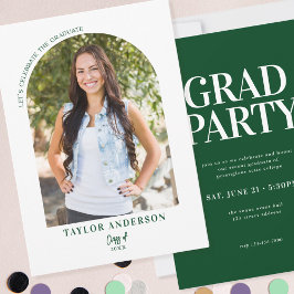 Invitación Foto Arco Moderno Elegante Partido Verde de Gradua