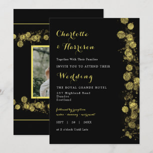 Invitación Foto artística moderna de oro negro