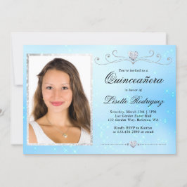 Invitación Foto azul del bebé Quinceanera