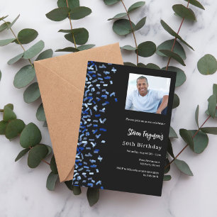 Invitación Foto azul marino de cumpleaños