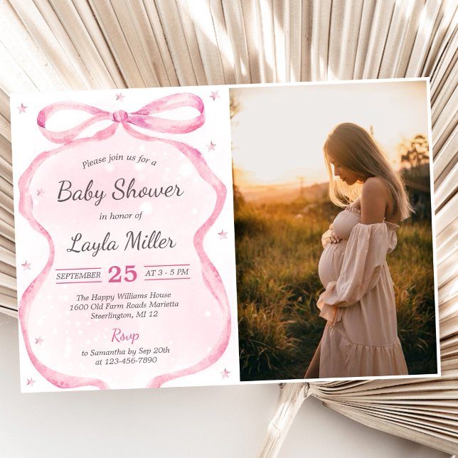 Invitación Foto Baby Shower de Pink Bow Boutique (Subido por el creador)