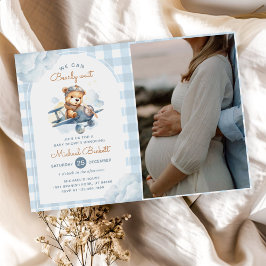 Invitación Foto Baby Shower de Teddy Bear Blue Boy