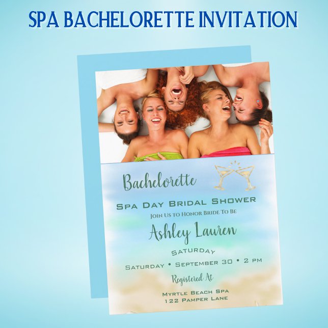 Invitación Foto Bachelorette Bridal Shower Spa Day (Subido por el creador)