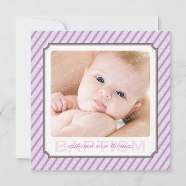 Invitación FOTO BAPTISM INVITA :: candystripes 5SQ (Anverso)