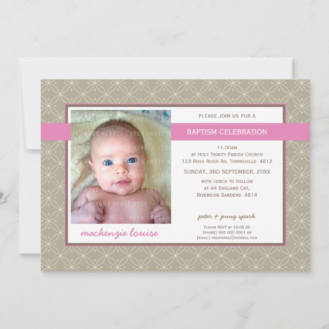 Invitación FOTO BAPTISM INVITE : gloria 12L (Anverso)
