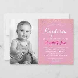 Invitación FOTO BAPTISM lindo mini dorado patrón confetti ros