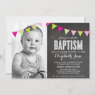Invitación FOTO BAPTISM tablero de tiza brillante y audaz