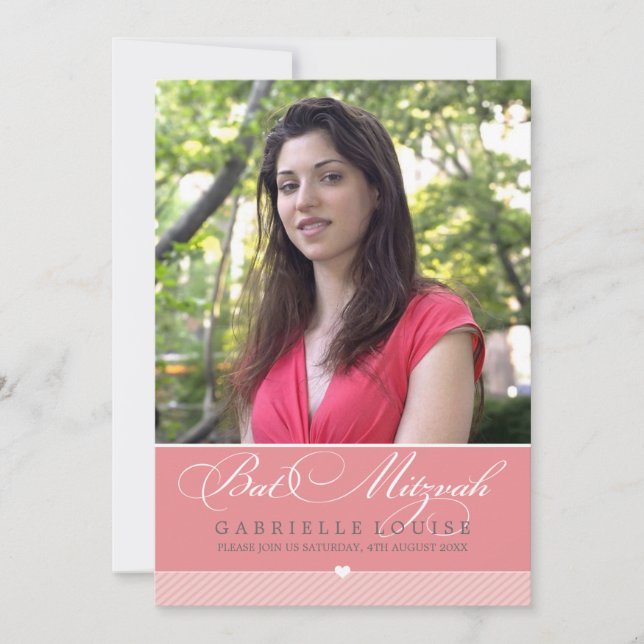 Invitación FOTO BAT MITZVAH INVITE :: encantador tipo 1 (Anverso)