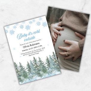 Invitación Foto Bebé Está Hacía Frío Afuera Invierno Baby Sho