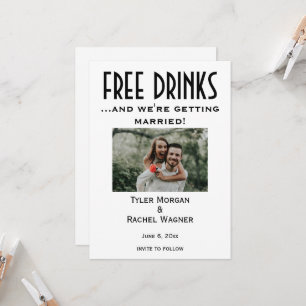 Invitación Foto "Bebidas gratis" Salven las fechas