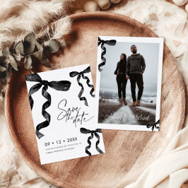 Invitación Foto Black Bow Guardar la fecha