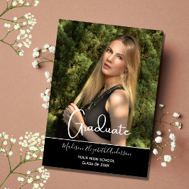 Invitación Foto: Black Modern High School Graduation Party