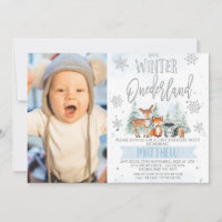 Foto Blue Silver Woodland Onederland Primer cumple