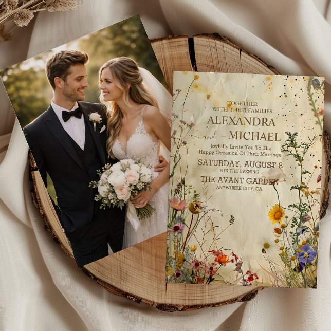 Invitación Foto Boda Boho Otoño Flores Silvestres (Subido por el creador)