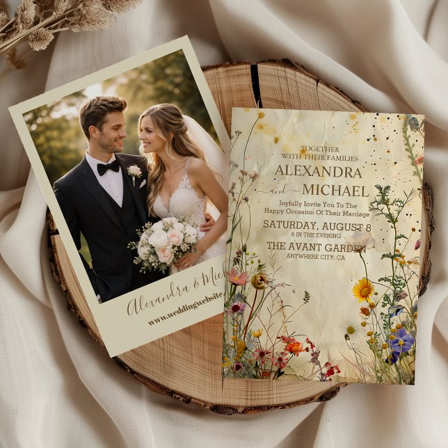 Invitación Foto Boda Boho Otoño Flores Silvestres (Subido por el creador)