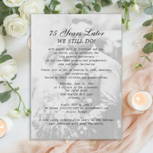 Invitación Foto Boda de 75 años elegante formal
