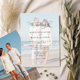 Invitación Foto, boda de caligrafía elegante y moderna
