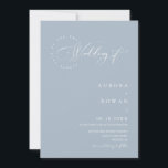 Invitación Foto Boda de código QR del Arco Azul Dusty<br><div class="desc">Esta elegante invitación a la boda presenta un diseño refinado con un texto romántico en forma de arco que incluye las palabras "Boda de" elegantemente escritas en la parte superior, añadiendo un toque formal e intemporal a un polvoriento fondo azul. Combinada con una tipografía serif limpia y un guión escrito...</div>