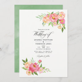 Invitación Foto Boda de la acuarela de primavera