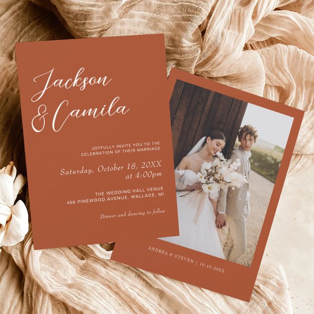 Invitación Foto Boda de otoño de Terracotta (Subido por el creador)