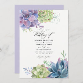 Invitación Foto Boda de Watercolor Succulens
