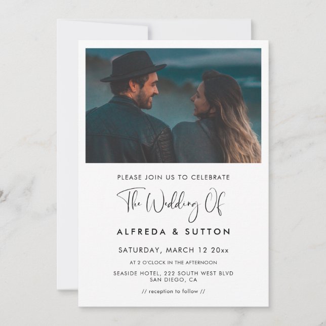 Invitación Foto boda elegante y moderna (Anverso)