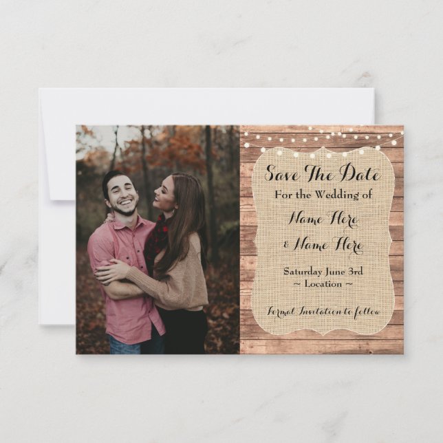 Invitación Foto boda Guardar La Fecha De Compromiso De La Mad (Anverso)