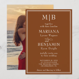 Invitación Foto Boda Minimalista Moderna Marrón