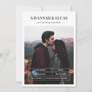 Invitación Foto Boda moderna Guardar la fecha
