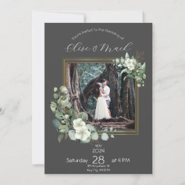 Invitación Foto Boda personalizada de Eucalyptus minimalista