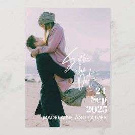 Invitación Foto boda Superposición Moderna Elegante Guardar L