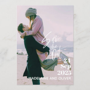 Invitación Foto boda Superposición Moderna Elegante Guardar L