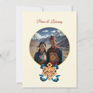 Invitación Foto Boda tibetano con flores de cerezo