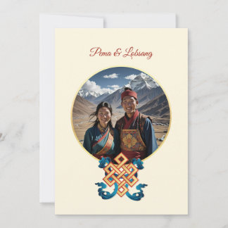 Invitación Foto Boda tibetano con flores de cerezo