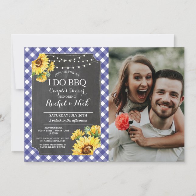 Invitación FOTO Bodas de Parejas Parrillada Regadera Girasole (Anverso)