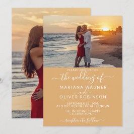 Invitación Foto Boho Boda amarillo