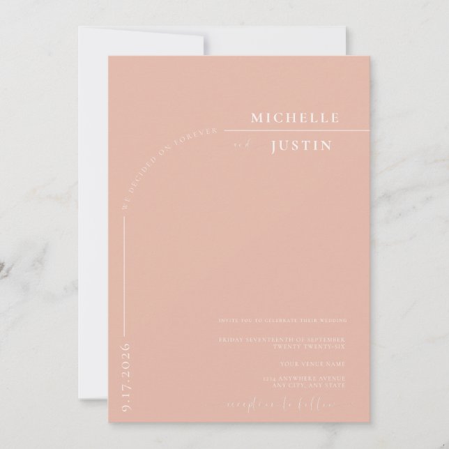 Invitación Foto Boho | Boda de Letra de Caligrafía Minimalist (Anverso)