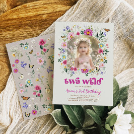 Invitación Foto Boho DOS WILD Wildflower 2º cumpleaños